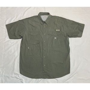 Columbia PFG Short Sleeve Button Up Shirt Men’s Size L Gray